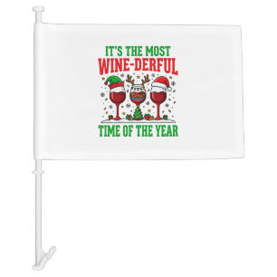 Christmas Wine-Derful Red Wine Design Car Flag