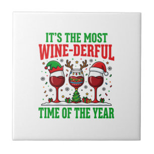 Christmas Wine-Derful Red Wine Design Ceramic Tile