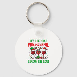 Christmas Wine-Derful Red Wine Design Keychain