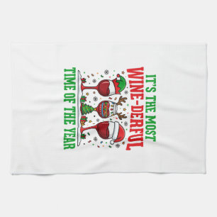 Christmas Wine-Derful Red Wine Design Kitchen Towel