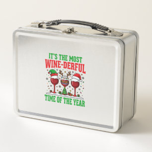 Christmas Wine-Derful Red Wine Design Metal Lunch Box