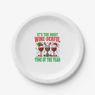 Christmas Wine-Derful Red Wine Design Paper Plates
