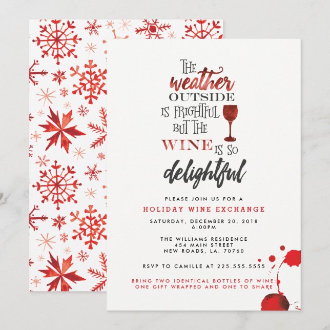 Christmas Wine Exchange Party Invitation (Front/Back)