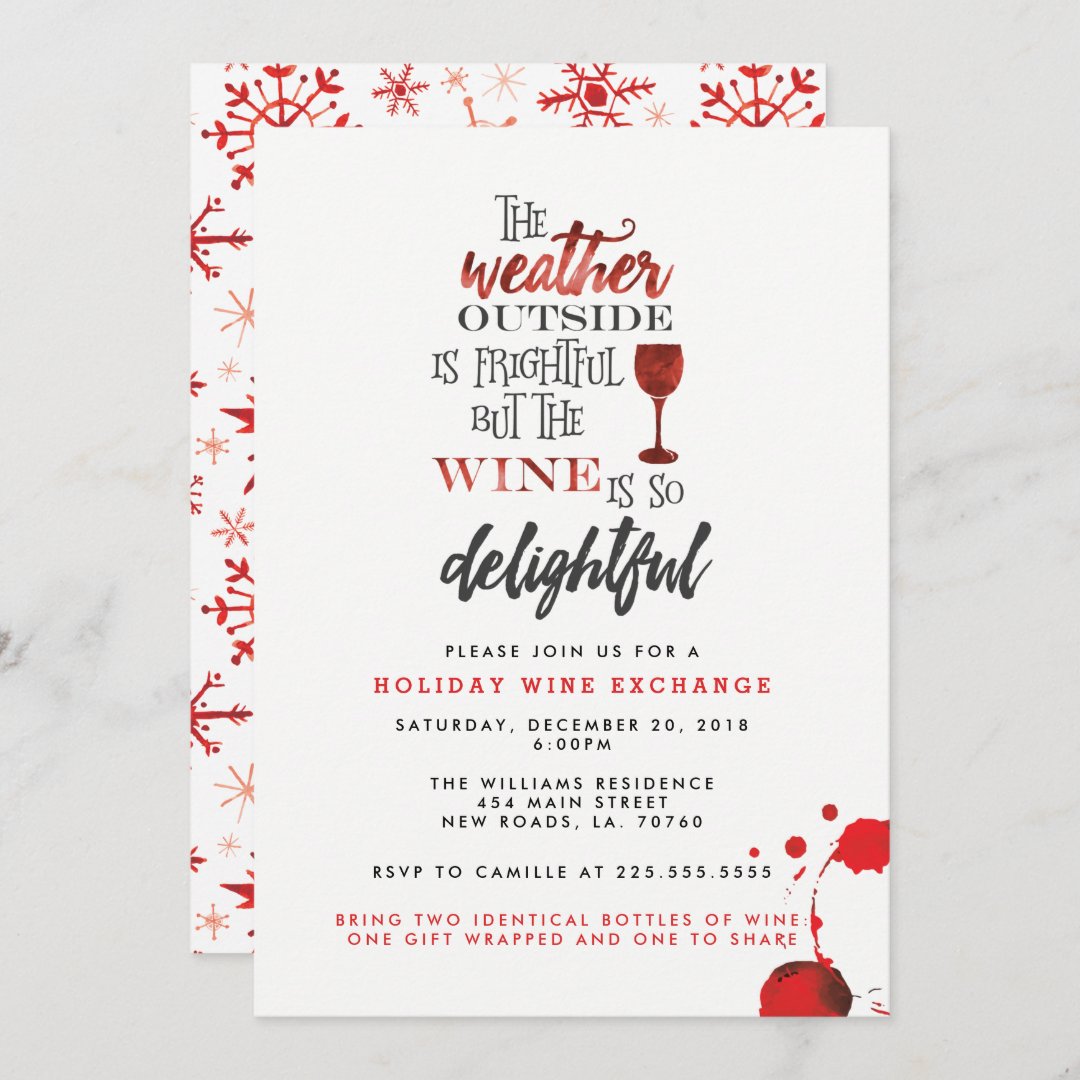 Christmas Wine Exchange Party Invitation | Zazzle