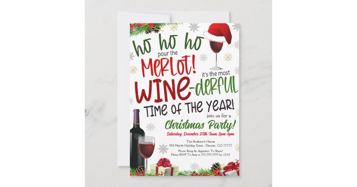 Christmas Wine Exchange Party Invitation Zazzle