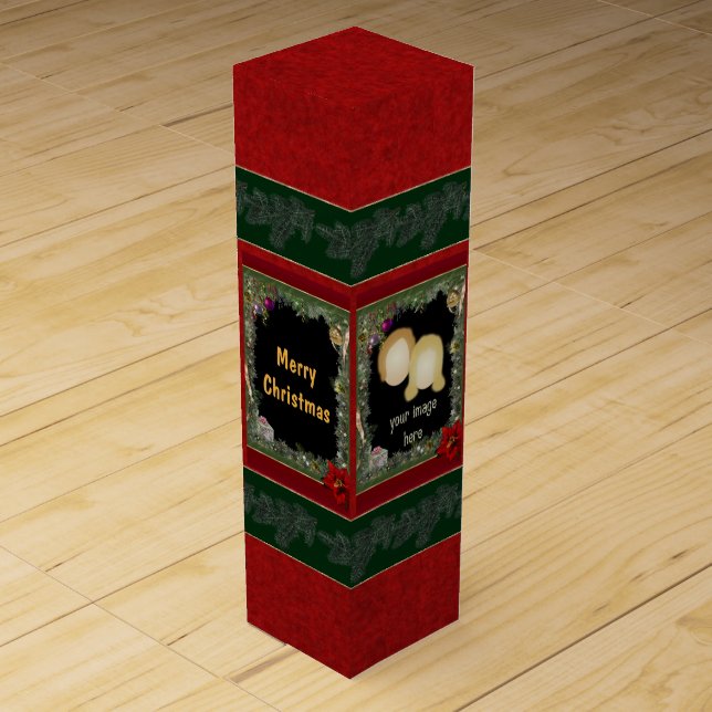 Christmas Wine Gift Box with your Photo & Text (Front)