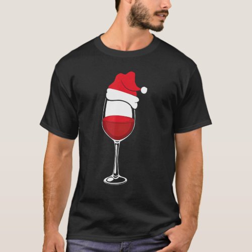 Christmas Wine Glass Santa Hat Wine Christmas Part T_Shirt