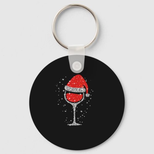 Christmas Wine Glass Snowflakes Santa Hat Red Wine Keychain