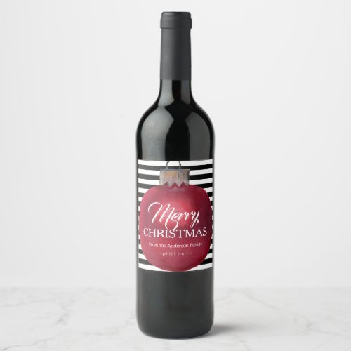 Christmas Wine Labels with Modern Stripes
