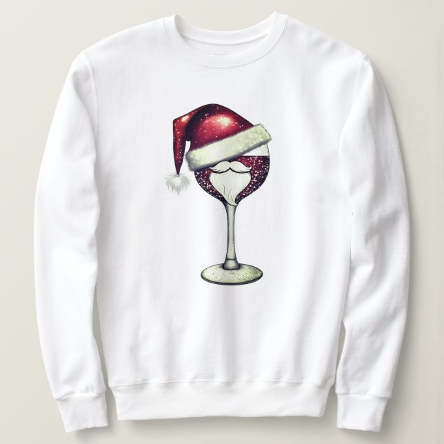 Christmas Wine Shirt Santa Wine Glass Tshirt (Design Front)