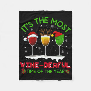 Christmas Wine Xmas Alcohol Pajama Pj Tops For Wom Fleece Blanket