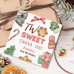 Christmas Winter 2nd Birthday Girl Cute Cookie Favor Tags