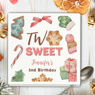 Christmas Winter 2nd Birthday Girl Cute Cookie Napkins