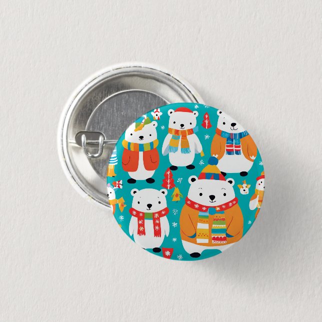 Christmas Winter Animal Party Pattern Button (Front & Back)