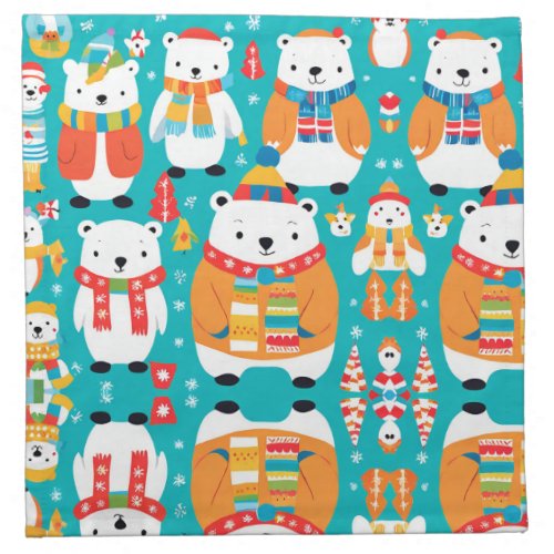 Christmas Winter Animal Party Pattern Cloth Napkin