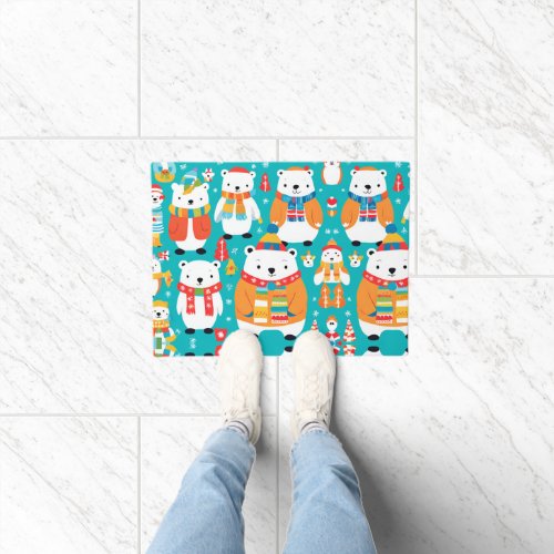 Christmas Winter Animal Party Pattern Doormat