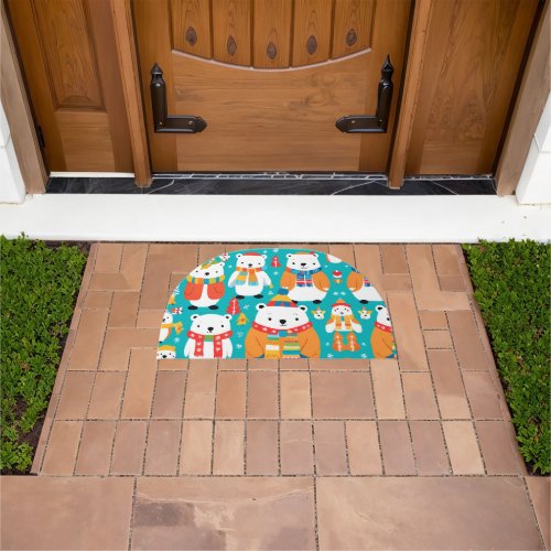 Christmas Winter Animal Party Pattern Doormat