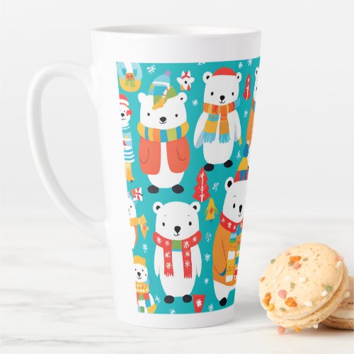Christmas Winter Animal Party Pattern Latte Mug