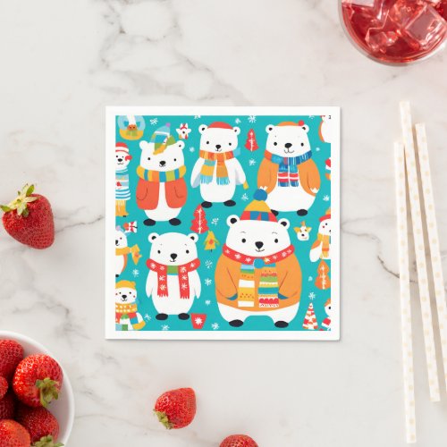 Christmas Winter Animal Party Pattern Napkins