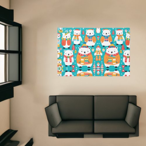 Christmas Winter Animal Party Pattern Rug