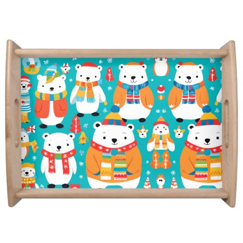 Christmas Winter Animal Party Pattern Serving Tray