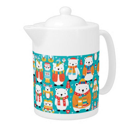 Christmas Winter Animal Party Pattern Teapot