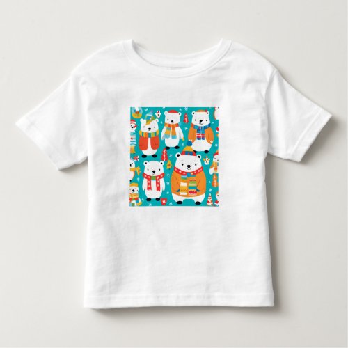 Christmas Winter Animal Party Pattern Toddler T_shirt