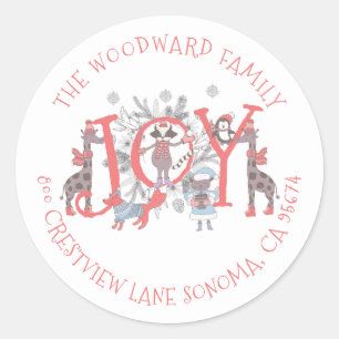 Christmas Winter Animals Holiday Classic Round Sti Classic Round Sticker