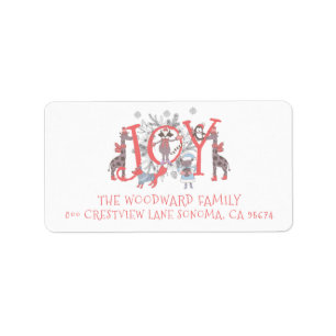 Christmas Winter Animals Holiday Return Address Label