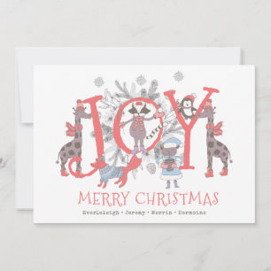 Christmas Winter Animals Joy Holiday Card