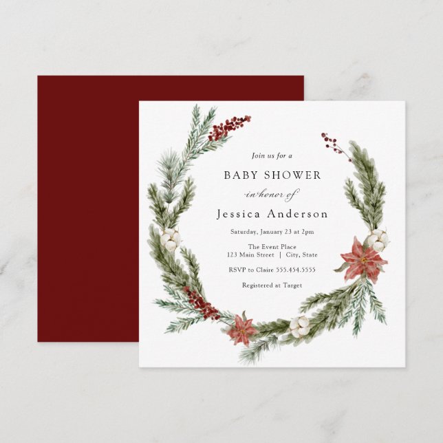 Christmas Winter Baby Shower Invitation (Front/Back)