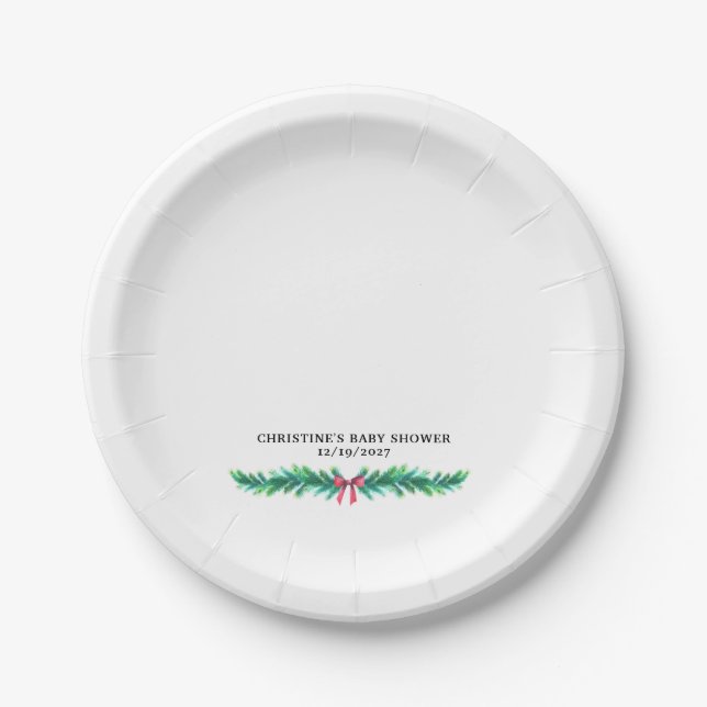 Christmas Winter Baby Shower  Paper Plates (Front)