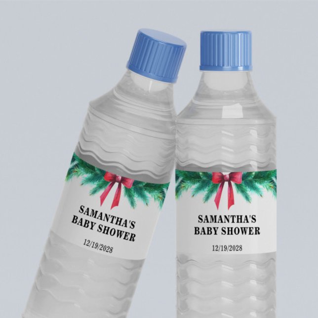 Christmas Winter Baby Shower  Water Bottle Label (Creator Uploaded)