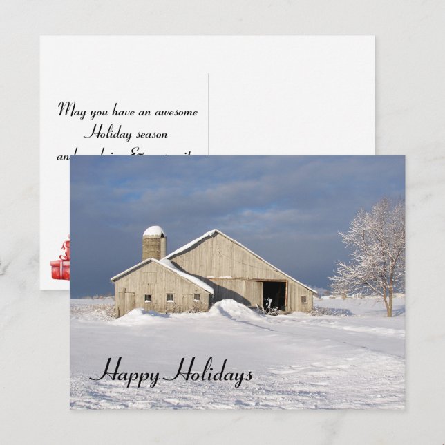 Christmas Winter Barn Holiday Postcard (Front/Back)