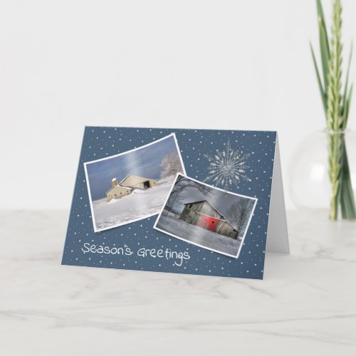 Christmas Winter Barns Card