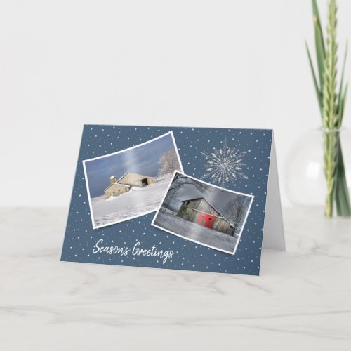 Christmas Winter Barns In Snow Card