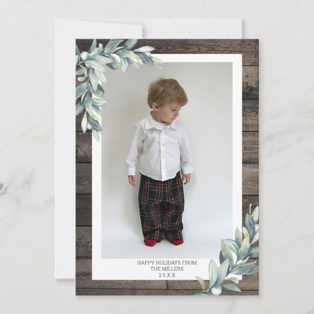 Christmas Winter Berries Happy Holidays Photo Holiday Card (Front)