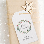 Christmas Winter Berries Wreath Custom Family Name Gift Tags<br><div class="desc">Custom-designed Christmas gift tag featuring elegant watercolor Christmas wreath with winter greenery and red berries. Editable family name and text are also available.</div>