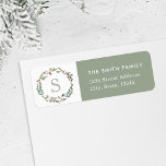 Christmas Winter Berries Wreath Return Address Label<br><div class="desc">Custom-designed return address labels for the holiday season featuring personalized monogram encircled in an elegant Christmas wreath with winter greenery and red berries.</div>