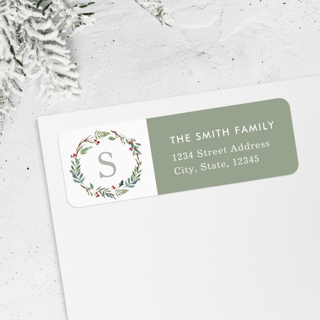 Christmas Winter Berries Wreath Return Address Label (Creator Uploaded)