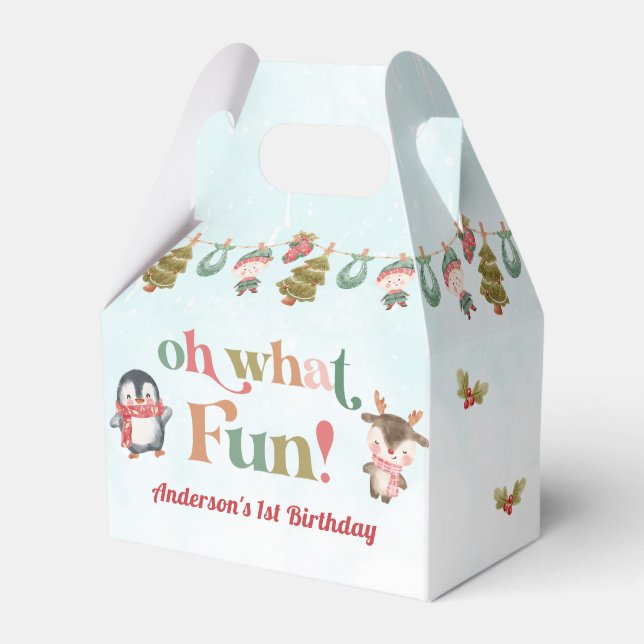 Christmas Winter Birthday Party Favor Boxes (Front Side)