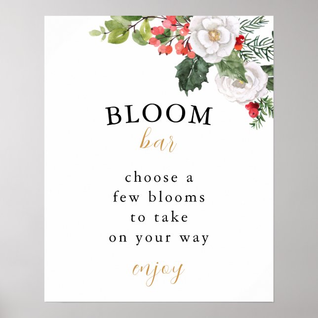 Christmas Winter Bloom or Flower Bar Sign (Front)