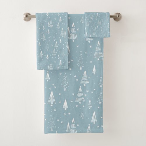 Christmas Winter Blue Custom Bath Towel Set