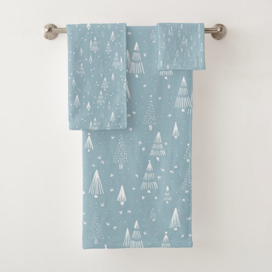 Christmas, Winter, Blue, Custom Bath Towel Set