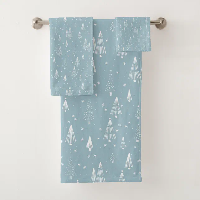 Christmas, Winter, Blue, Custom Bath Towel Set | Zazzle