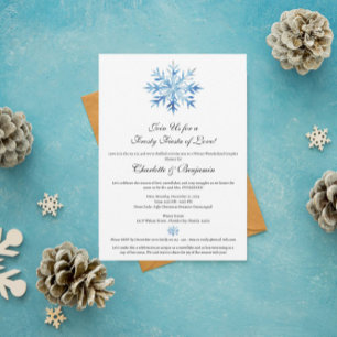 Christmas Winter Blue Snowflake Couple Shower Invitation