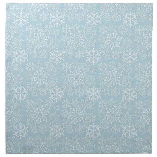 Christmas Winter Blue White Snowflakes Cloth Napkin (Front)