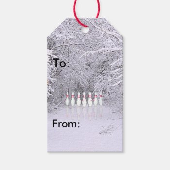Christmas Winter Bowling Gift Tags by deemac2 at Zazzle