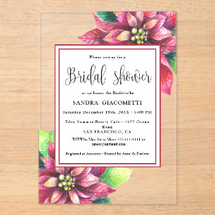 Christmas Winter Bridal Shower Acrylic Invitations