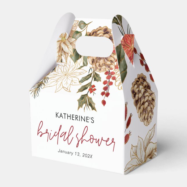 Christmas Winter Bridal Shower Favor Boxes (Front Side)